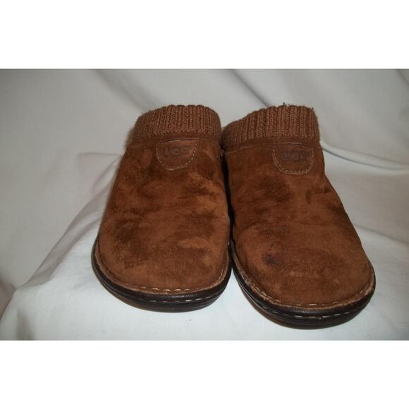 UGG Australia Brown Suede & Textile Clogs Mules Wedge Shoes 8 - Picture 2 of 12